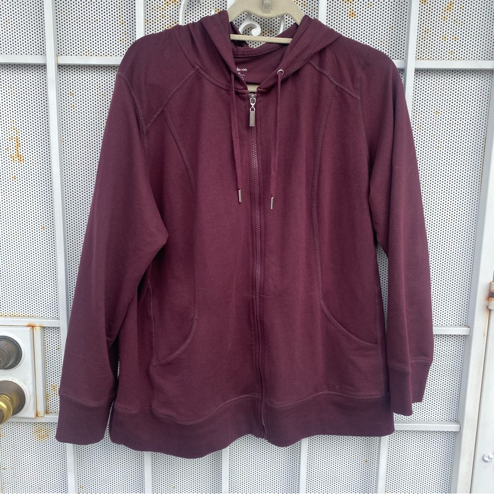 Style & Co woman’s XL zip up hoodie sweatshirt style stretch burgundy